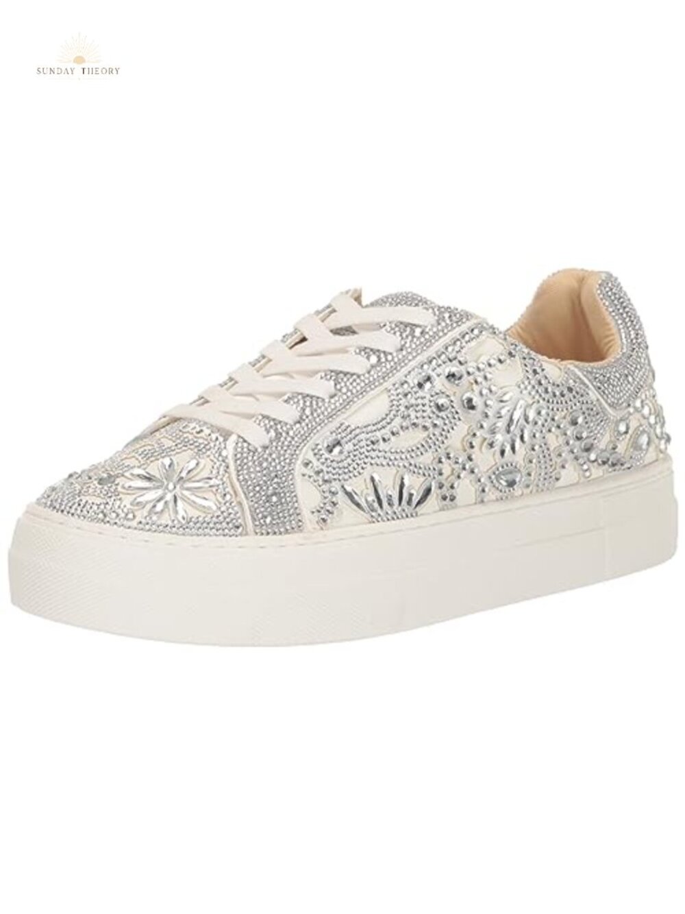 Betsey Johnson Reily Rhinestone Platform Sneakers Women's Lace-Up Glam Party